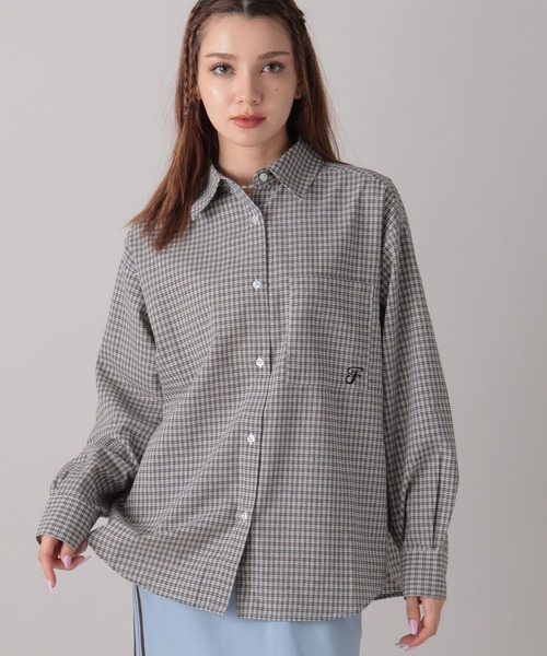 ブラウス シャツ ビックボウタイチェックシャツ  573050 レディース THE Yon ブラウス シャツ ビッグボウタイグラフチェックシャツ