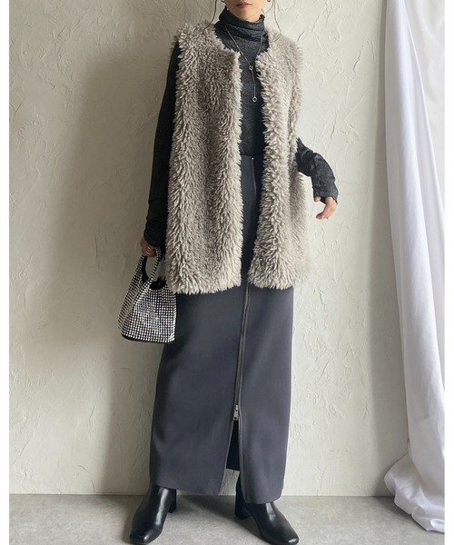 She's Closet tシャツ メロウフリルハイネック長袖グリッター