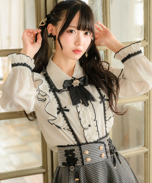 ブラウス シャツ ミニー/総柄リボンブラウス レディース ROJITA ブラウス シャツ プチリボンブラウス レディース