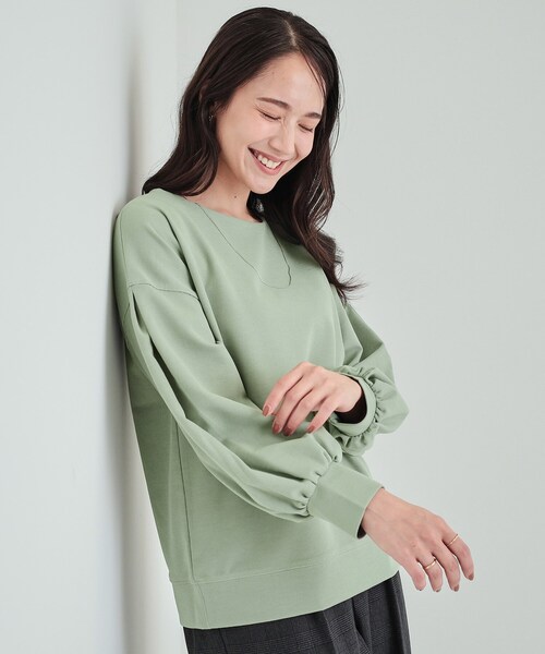 DRESKIP tシャツ 「洗える」きれいめ上品な 大人のパフスリーブ 