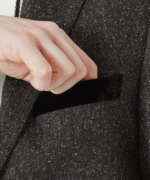 ジャケット テーラードジャケット ベルベットコンビシルクネップジャケット メンズの画像