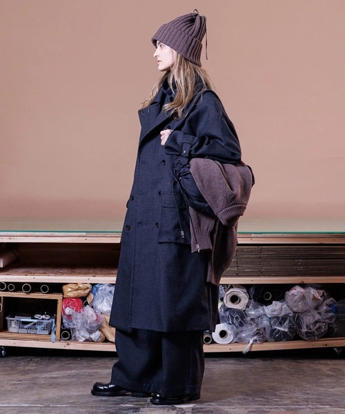 【20AW VOAAOV オックスフォードビッグコート 】 VOAAOV ステンカラースタンドビッグコート check - BISHOOL,Edwina