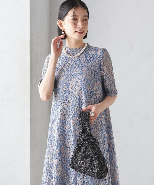 結婚式・パーティ〉kaene:パイピング レース Aライン ワンピース