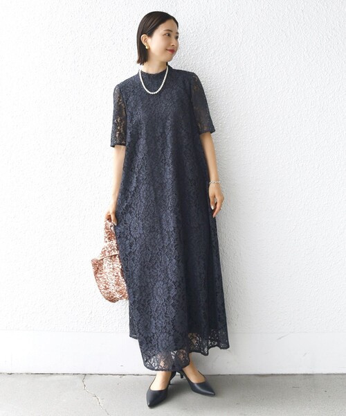ワンピース 「結婚式・パーティ」kaene:パイピング レース Aライン ワンピースの画像