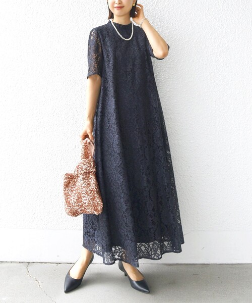 結婚式・パーティ〉kaene:パイピング レース Aライン ワンピース