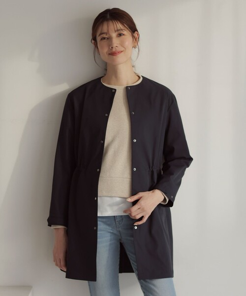 【新品未使用】J.PRESS LADIES ノーカラーコート　ネイビー　11号 ジェイ プレス レディス J.PRESS LADIES 【WEB限定カラーあり