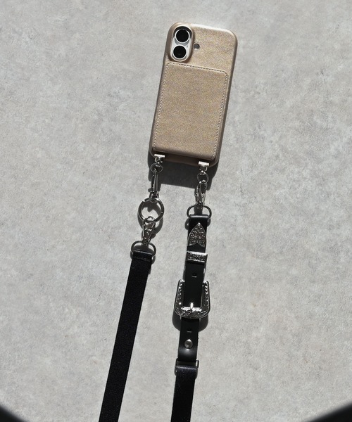 An+u スマホケース ミラー付iPhoneケース＆ストラップ iPhone16