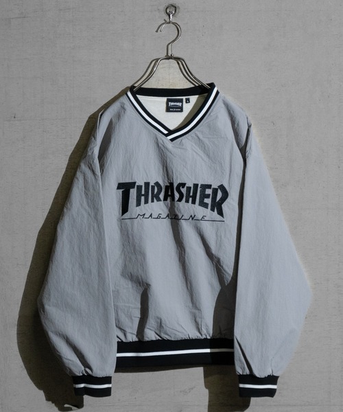 thrasher ナイロン プルオーバー ライトグレー THRASHER ジャージ 「at」「THRASHER/スラッシャー」フロント