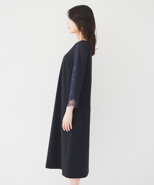 【新品未使用】　AMBIENT 総レースワンピース　結婚式　黒　白　ストレッチ DRESS+ パーティードレス 結婚式 披露宴 二次会 ワンピース