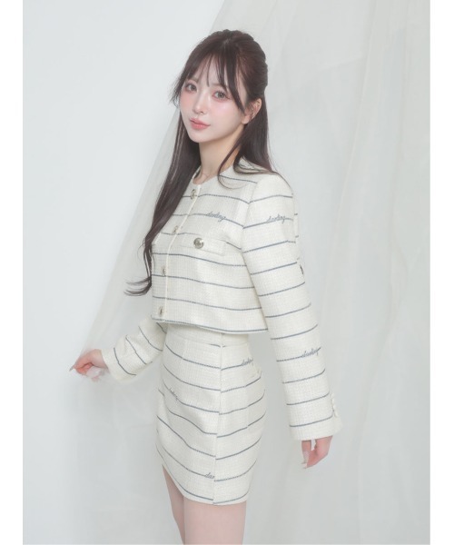 Darich スカート Darlingボーダーツイードミニスカート