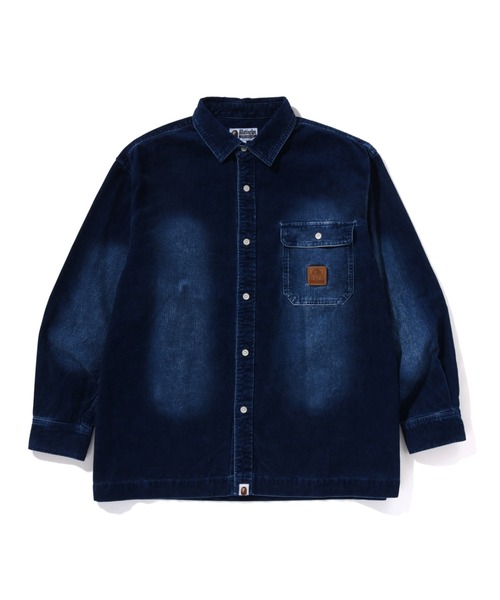 A BATHING APE シャツ INDIGO DYE CORDUROY LS SHIRTS メンズ