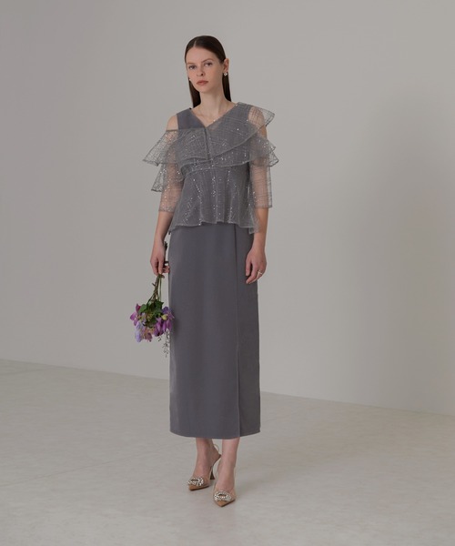 Leja（レジャ） ドレス 「LEJA」2WAYフリルチェックスパンコールベロ