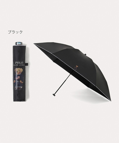 ラルフローレン ポロベア 折りたたみ傘 日傘 晴雨兼用 一級遮光 UV ブラック POLO RALPH LAUREN 【WEB限定】晴雨兼用折りたたみ日傘 長折 スカラ