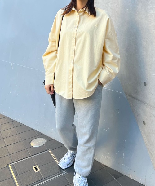 ブラウス シャツ ワンポイント刺繍オーバーサイズシャツ レディース