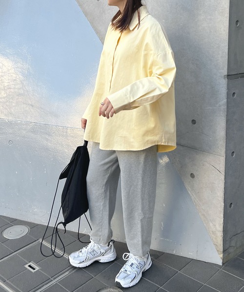 ブラウス シャツ ロゴワンポイント刺繍　強撚フライスカットソー レディース margaux ブラウス シャツ 刺繍ロゴバックテールシャツ