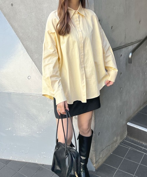 ブラウス シャツ ワンポイント刺繍BIGシャツ レディース