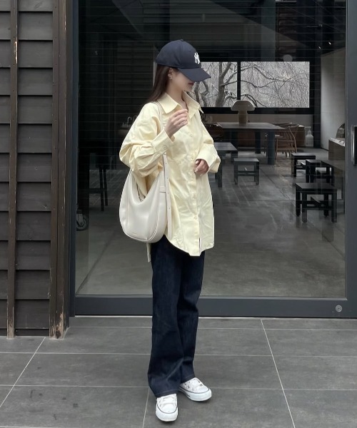ブラウス シャツ ワンポイント刺繍BIGシャツ レディース