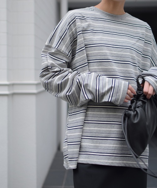 tシャツ マルチボーダーTOPS レディース