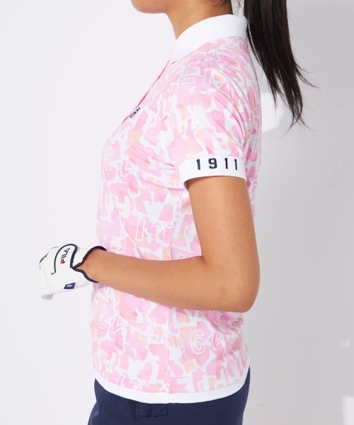ブラウス シャツ 「FILA GOLF」ワッフルストレッチ　半袖モックネックシャツ　　「吸汗速乾/紫外線対策/UVケア」 レディース FILA GOLF tシャツ GOLF/フィラゴルフ ゴルフウェア ブランド