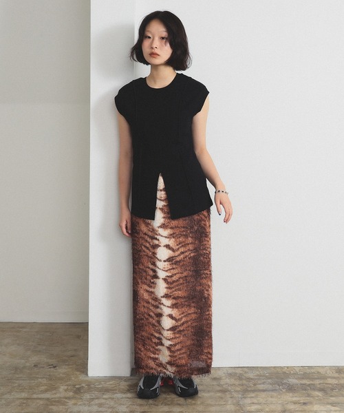 Ray BEAMS（レイ ビームス） スカート フリンジ ファー タイトスカート