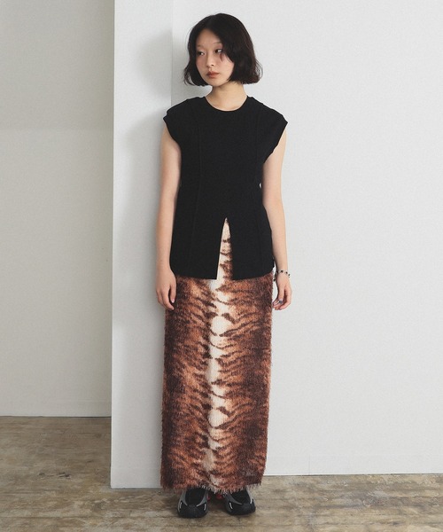 Ray BEAMS（レイ ビームス） スカート フリンジ ファー タイトスカート