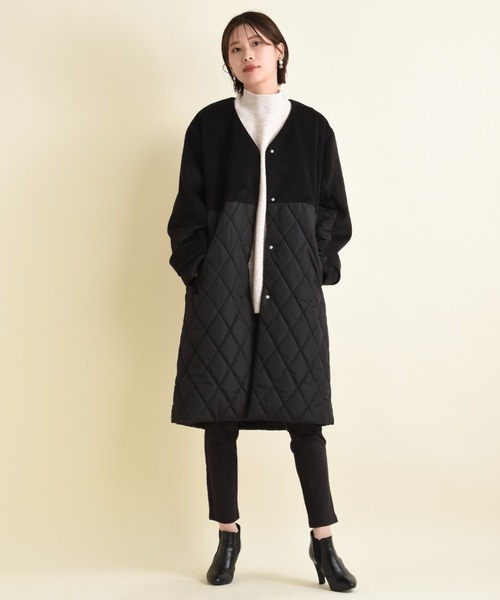 「INTERPLANET」 ノーカラーコート FREE ブラック レディース_画像7