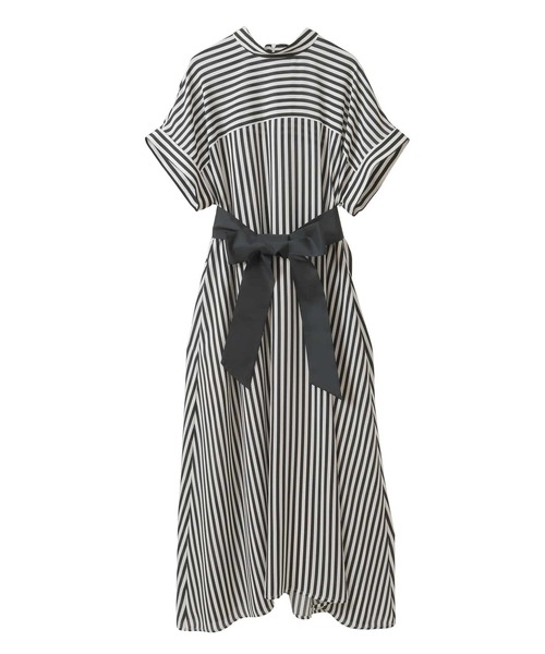 Tiara（ティアラ） ワンピース ストライププリントバイカラーベルト