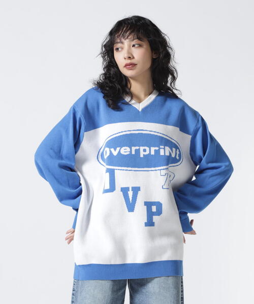 ニット セーター overprint/オーバープリント/OVAL V NECK COTTON KNIT レディース メンズ