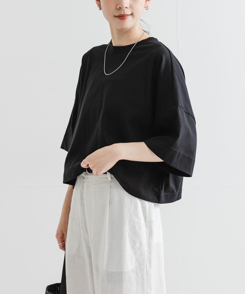 tシャツ ハーフスリーブワイドカットソー レディース