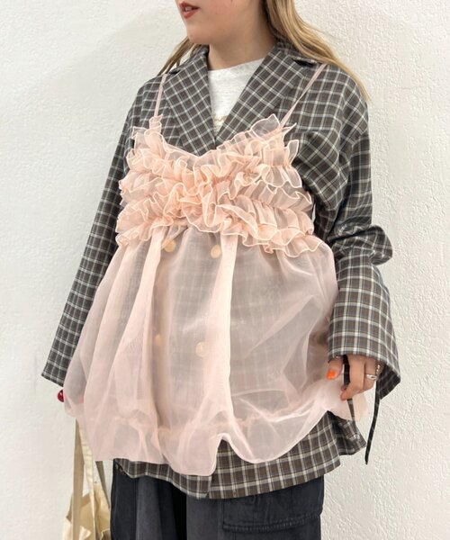 w closet（ダブルクローゼット） キャミソール シアーバルーンキャミ