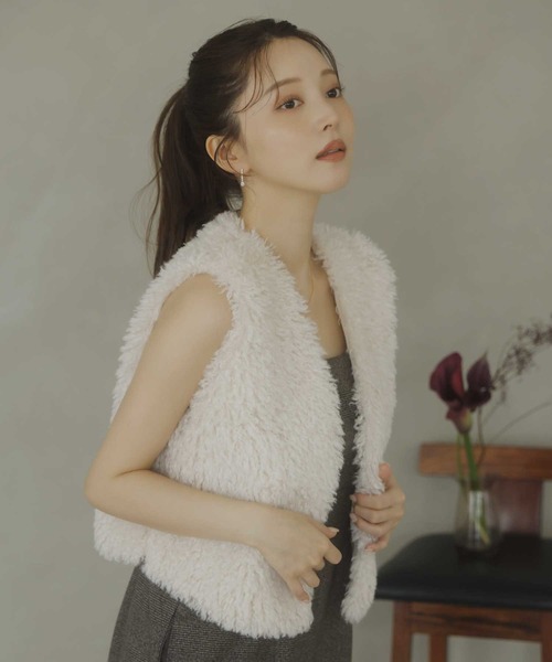 ベスト ジレ プードルライクファージレ レディース