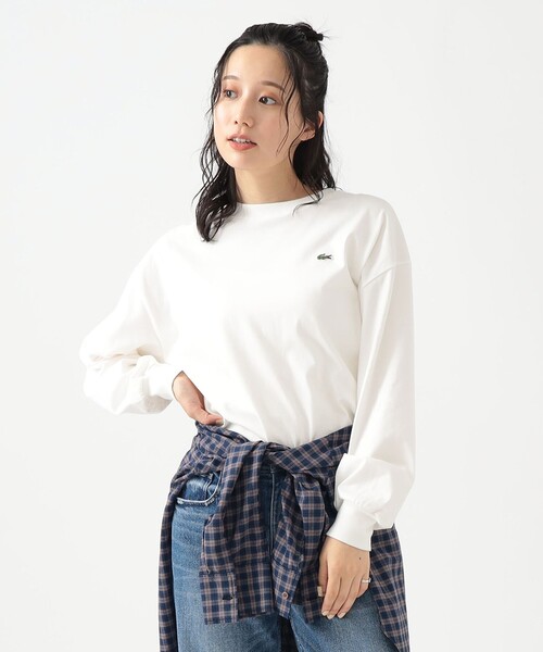 tシャツ 「別注」LACOSTE / ロングスリーブ クルーネック Tシャツ レディース