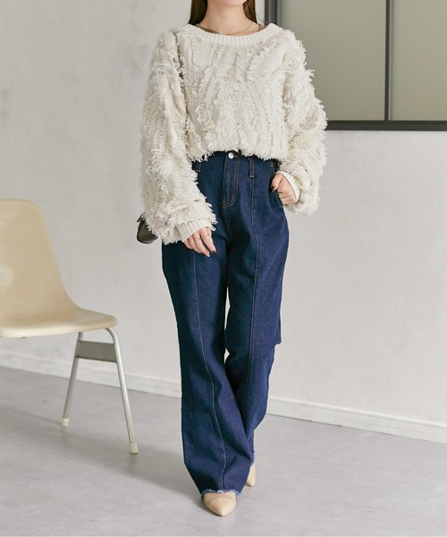 [Thevon] ботинки cut Denim брюки SMALL черный женский 
