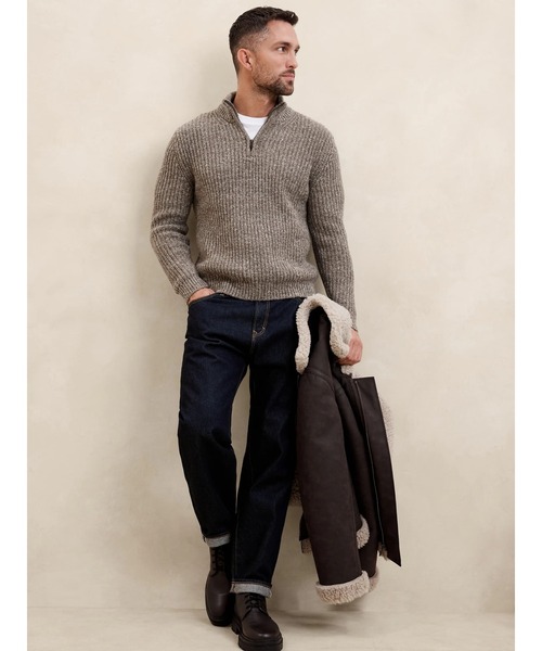 「BANANA REPUBLIC FACTORY STORE」 ニットパーカー M ベージュ メンズ_画像7