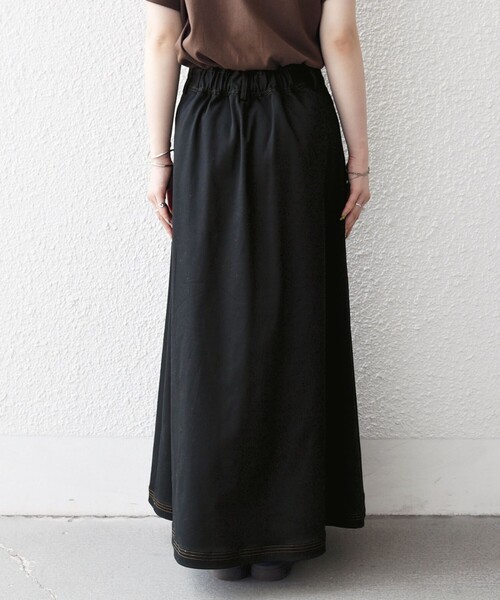 SHIPS any スカート any:「洗濯機可能」チノ ステッチ フレア ロング