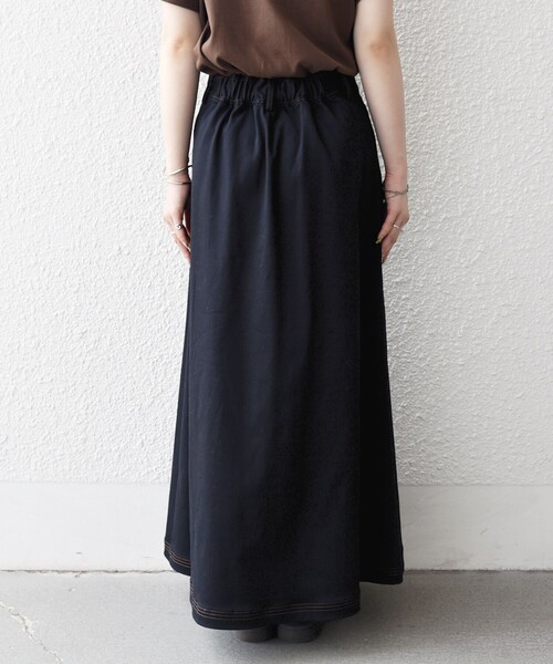 SHIPS any スカート any:「洗濯機可能」チノ ステッチ フレア ロング