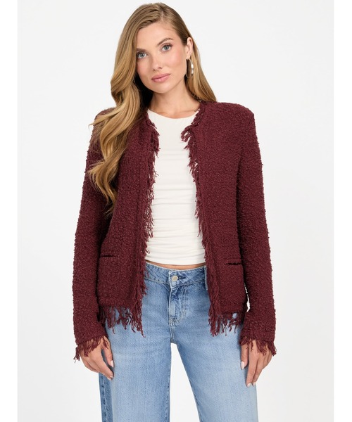 GUESS（ゲス） ジャケット ノーカラージャケット LS Kaesi Boucle 