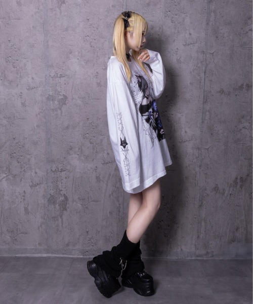 アミリージュ Dreaming Doll プリント ロングTシャツ Amilige（アミリージュ） tシャツ Dreaming DollプリントロングTシャツ