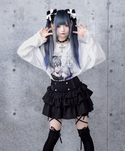 Amilige tシャツ Dreaming DollプリントロングTシャツ