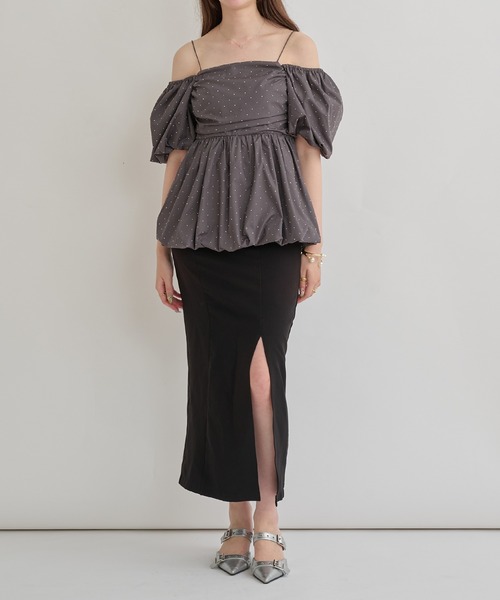 「Ambre Neige」 半袖ブラウス FREE オフホワイト レディース_画像4