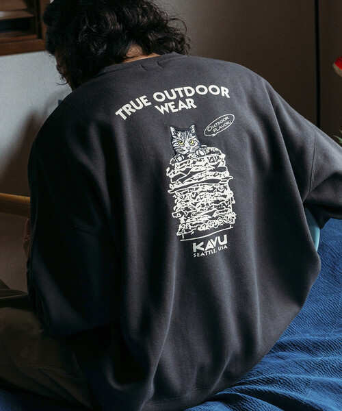 トレーナー スウェット 限定展開 KAVU×FREAK'S STORE/カブ― 別注 デザイン刺繍 クルーネック スウェット / Burger Cat | FREAK'S STORE | 01