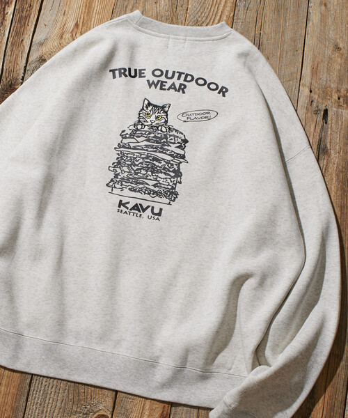 トレーナー スウェット 限定展開 KAVU×FREAK'S STORE/カブ― 別注 デザイン刺繍 クルーネック スウェット / Burger Cat | FREAK'S STORE