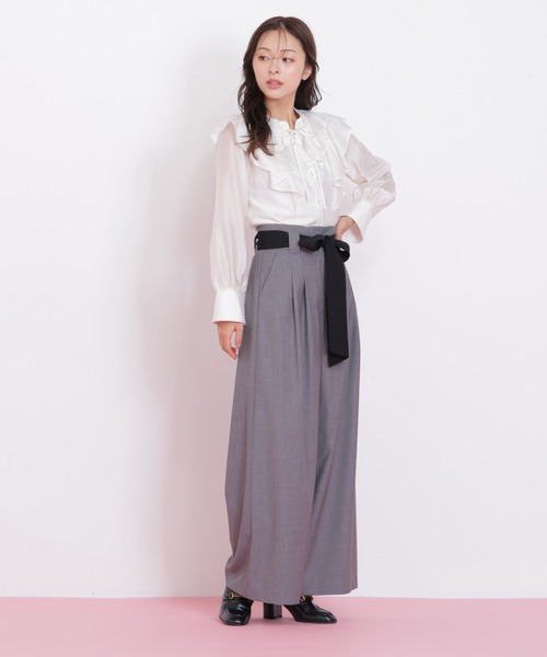 JILL by JILLSTUART ピンタック＆ラッフルブラウス　ベージュ JILL by JILLSTUART - JILL by JILLSTUART ピンタック＆ラッフル