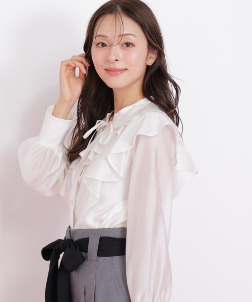 ジルスチュアート新品タグ付シアーラッフルブラウス2024春夏スナイデル JILL by JILL STUART（ジルバイジルスチュアート）の「◇シアー