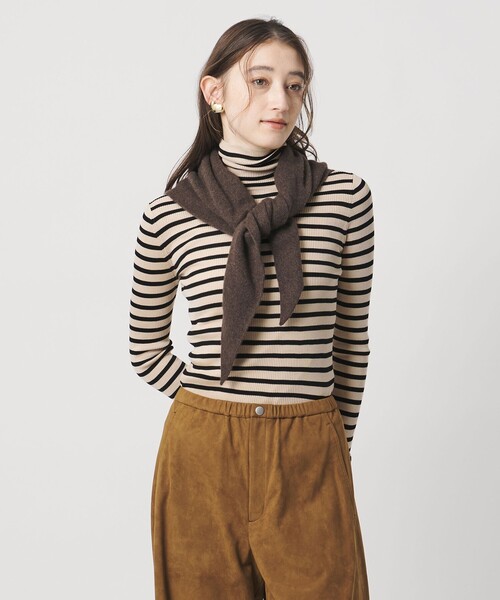 現行品　2025AW ユナイテッドアローズ　リブ ボーダー タートル ニット UNITED ARROWS（ユナイテッドアローズ） ニット セーター リブ