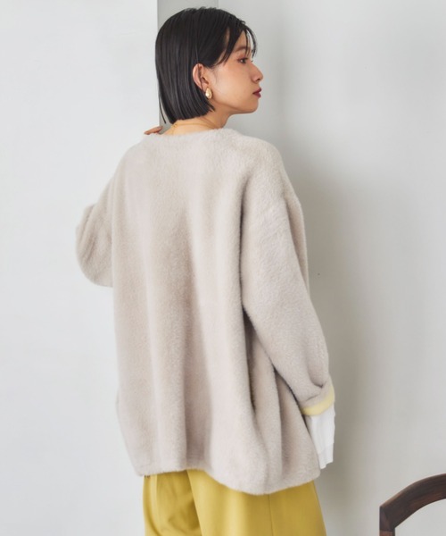 kolor ノーカラー ジャージー ニット ジャケット / カラー カーディガン DOUX ARCHIVES（ドゥアルシーヴ） カーディガン ダブルフェイスノー