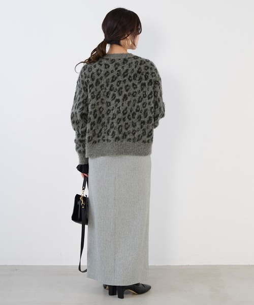 カーディガン レオパードジャガードカーディガン レディース