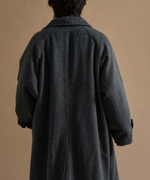 epnok ステンカラーコート コート ウールブレンドヘリンボーンステン