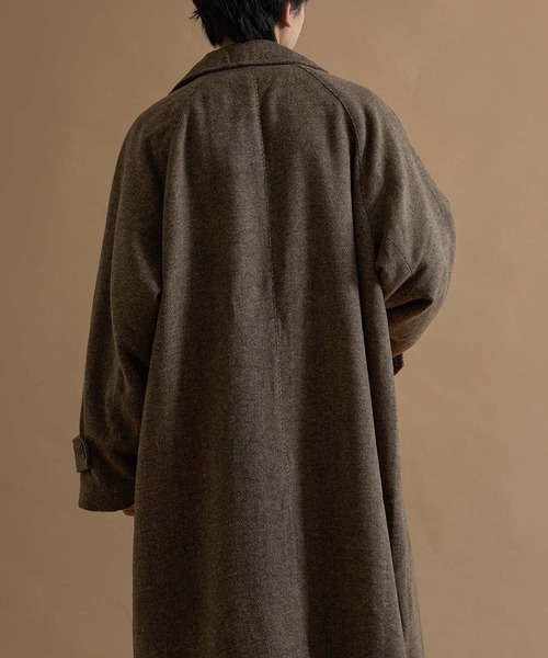 epnok ステンカラーコート コート ウールブレンドヘリンボーンステン