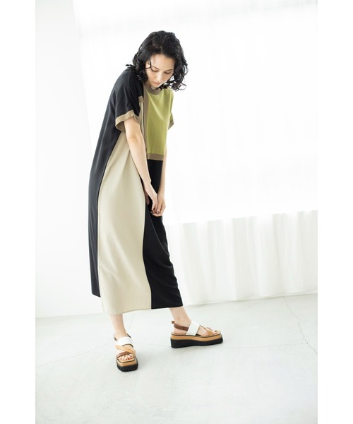 「OSMOSIS」 半袖ワンピース ONE SIZE ブラック レディース_画像4